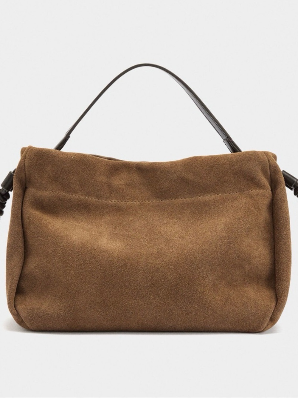 Casual Brown Suede Drawstring Shoulder Bag - Picture 2 of 6
